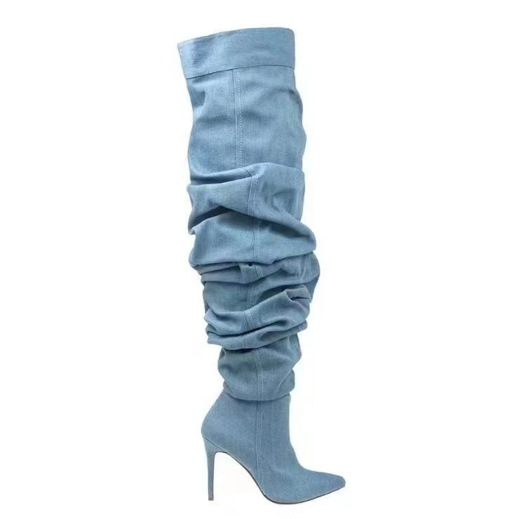 Femme Slouchy Over-knæ Stiletto Støvler Stilla