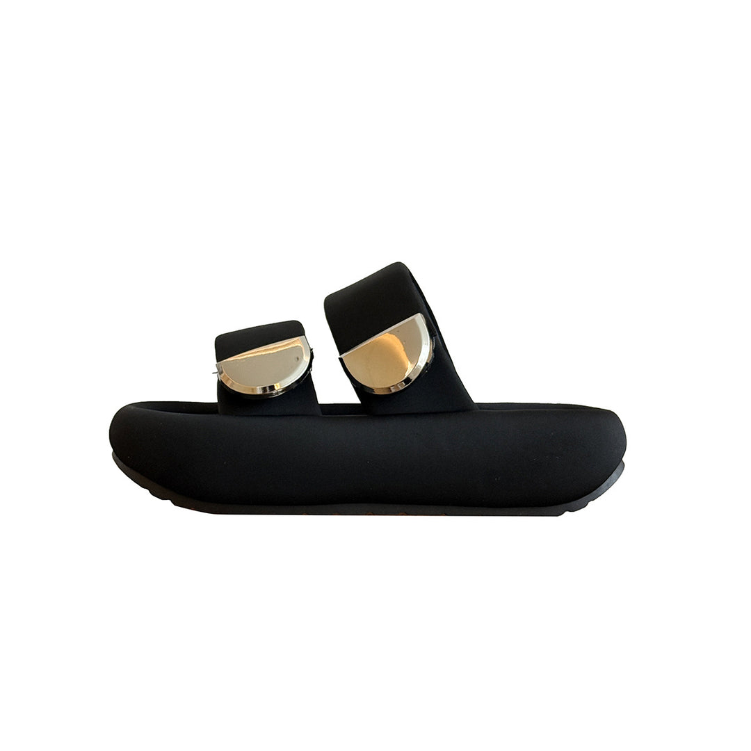 Dame Komfort Slide Sandaler med dekorative metalliske accenter Stilla