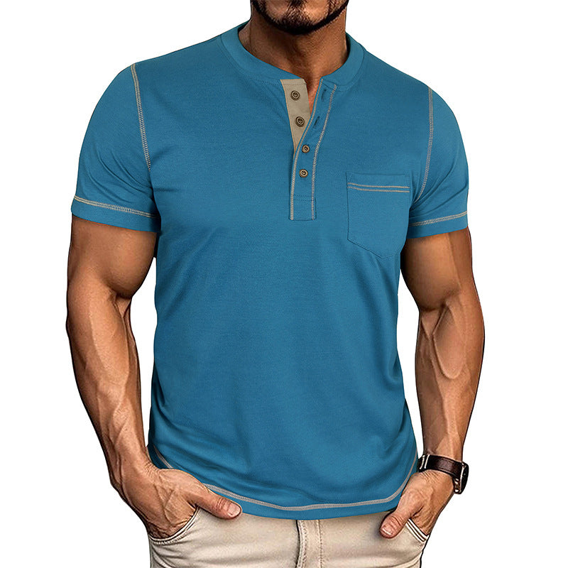 Herrer Korte ærmer Henley-shirt med moderne design og praktisk brystlomme Stilla
