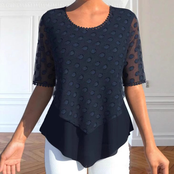 Dame elegant tunika med transparente ærmer og struktureret design Stilla