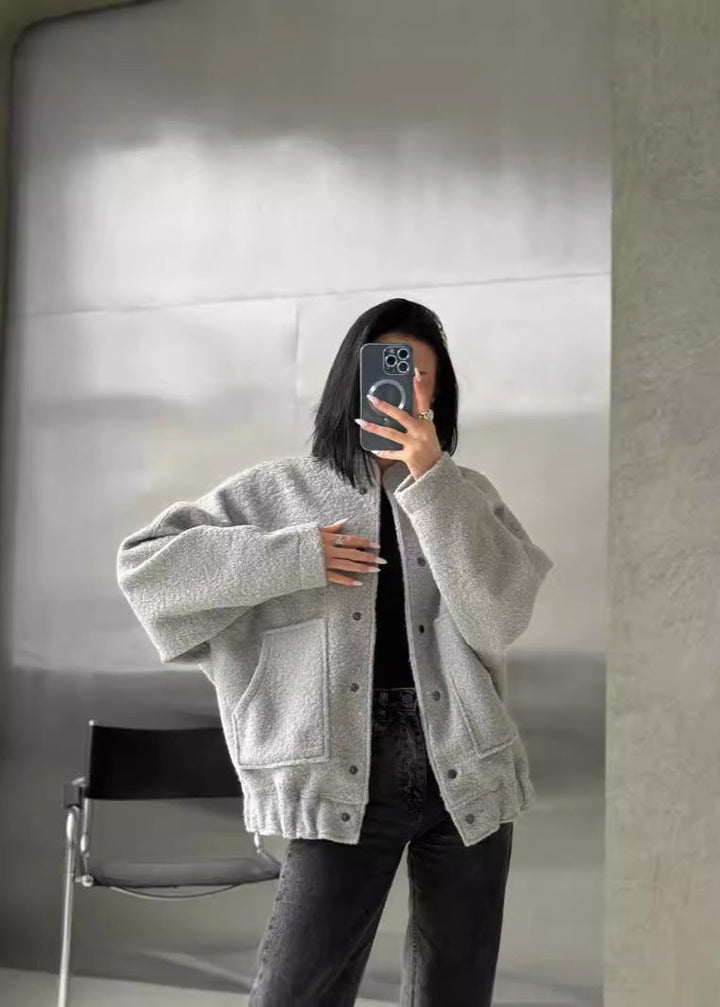 Stilla | Oversized Fleece Trykknapjakke