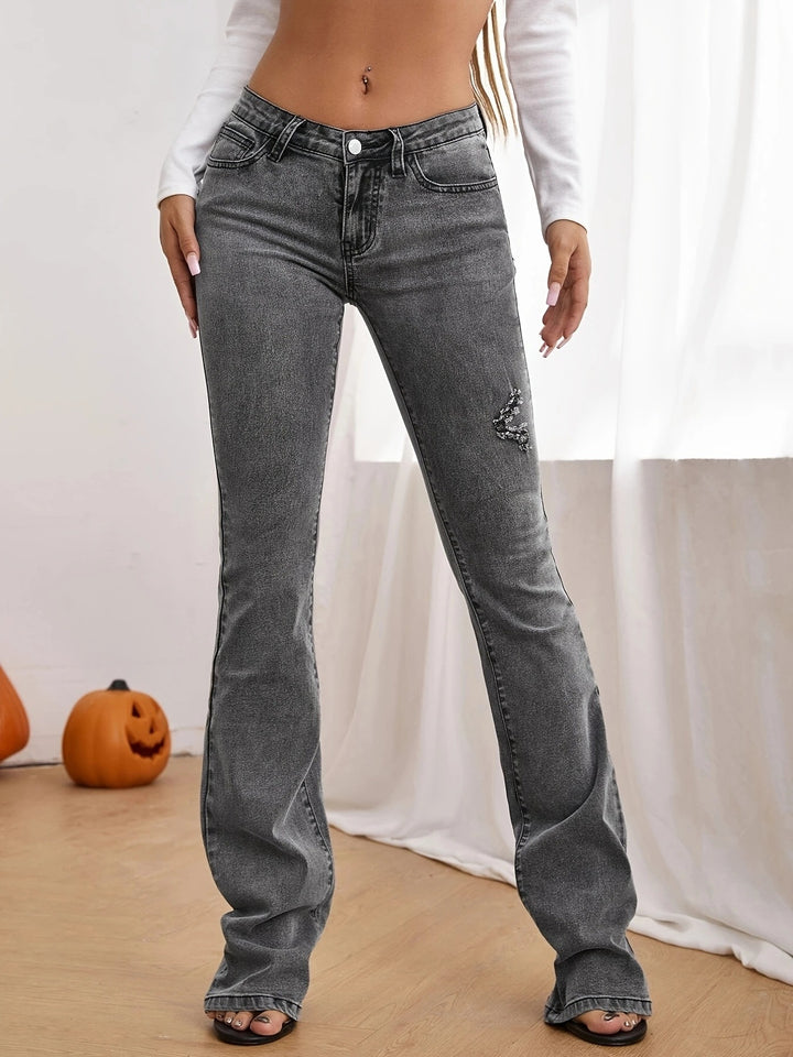 Dame Bootcut Jeans med fine slidser og høj talje Stilla