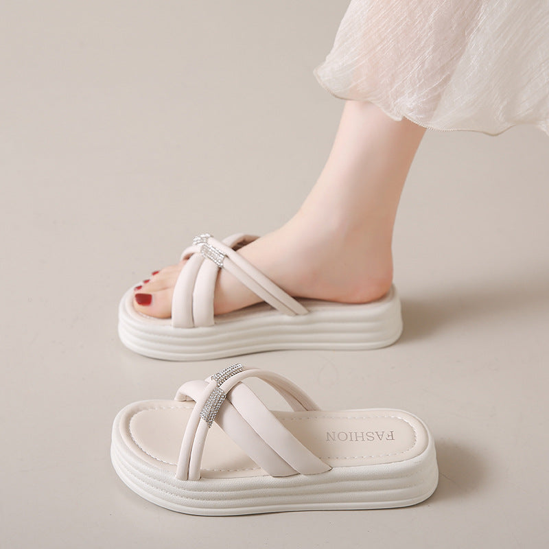 Kvinder Elegante Slide Sandaler med Glitrende Rem Detalje Stilla