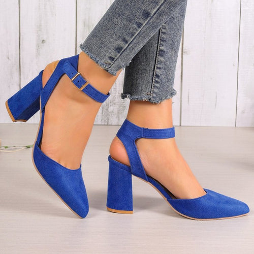 Dame elegante Slingback-pumps med blokhæl og justerbar rem Stilla