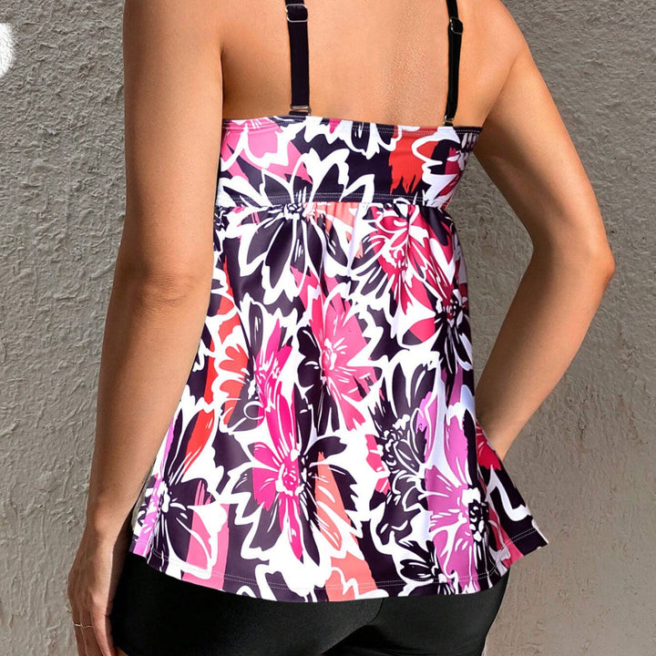 Dame sportsligt Tankini-sæt med blomstret design og behagelige shorts Stilla