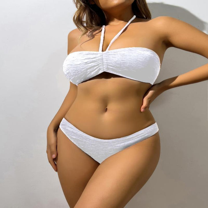 Dame Bandeau-Bikini med elastiske stropper og raffineret indpakningsdetalje Skovae