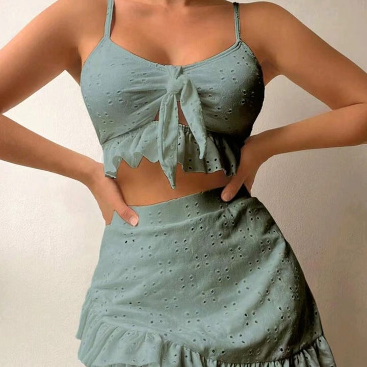 Damer legende Crop-Top og flæse nederdel sæt Skovae