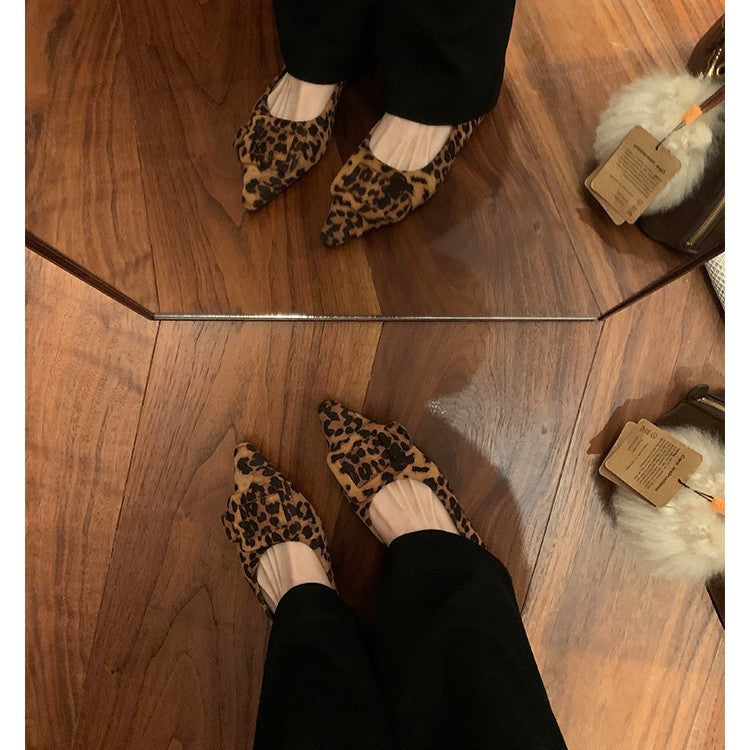 Dame Elegant Spids Tå Ballerina Flats med Sløjfedetalje Stilla