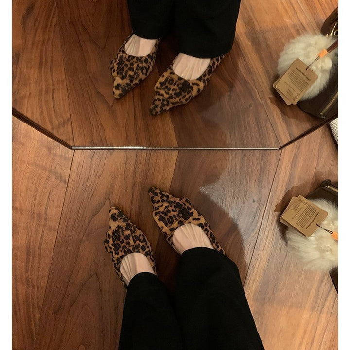 Dame Elegant Spids Tå Ballerina Flats med Sløjfedetalje Stilla