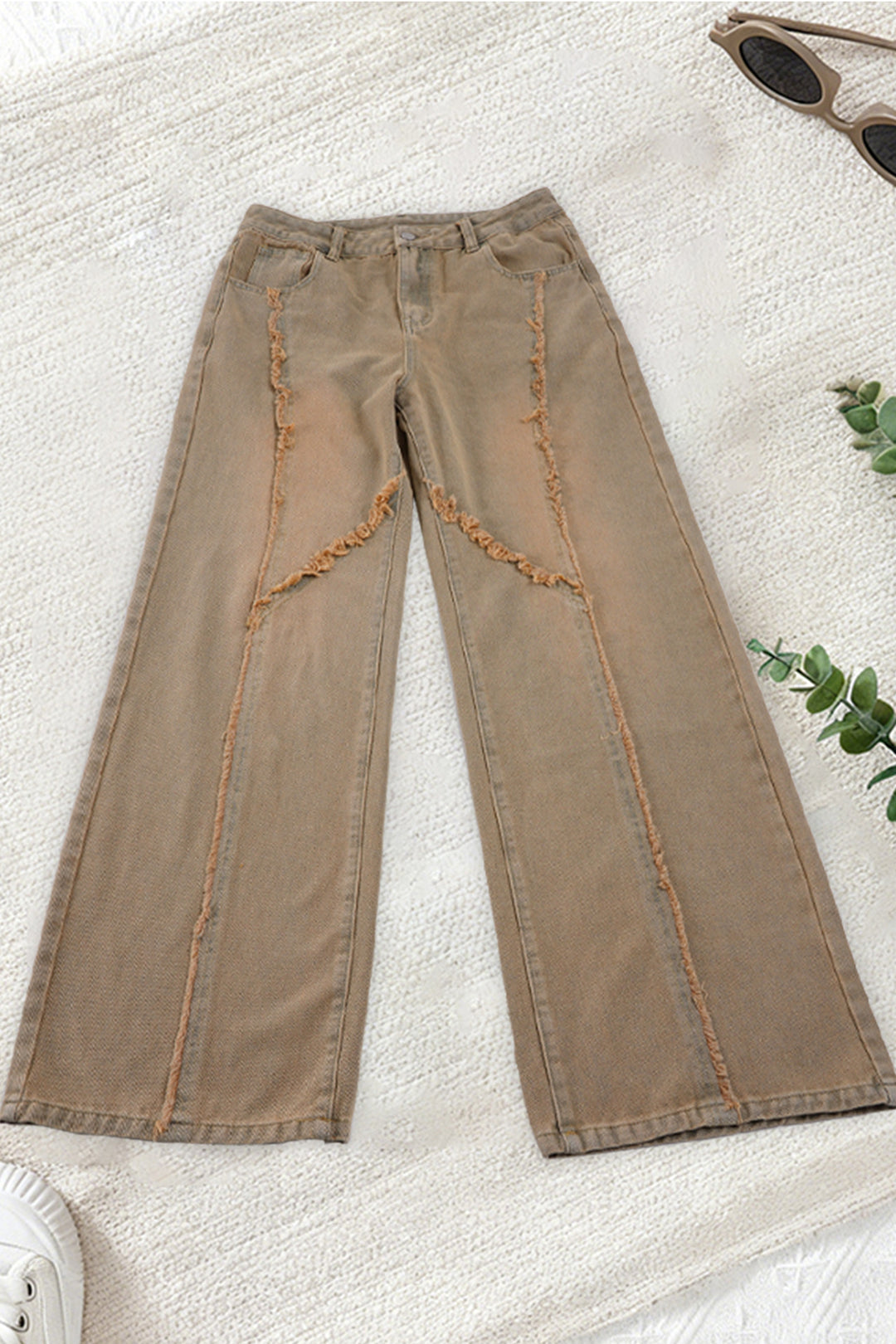 Dame baggy jeans med frynsede detaljer Skovae
