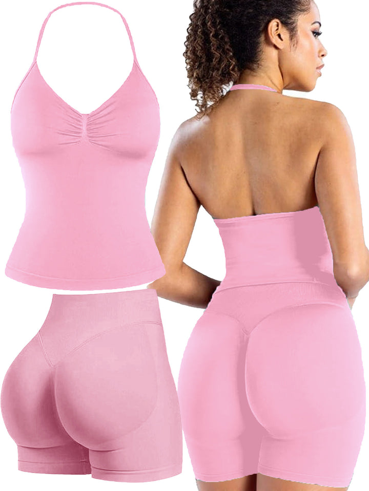 Dame sports top med push-up effekt og figurskabende shorts Skovae