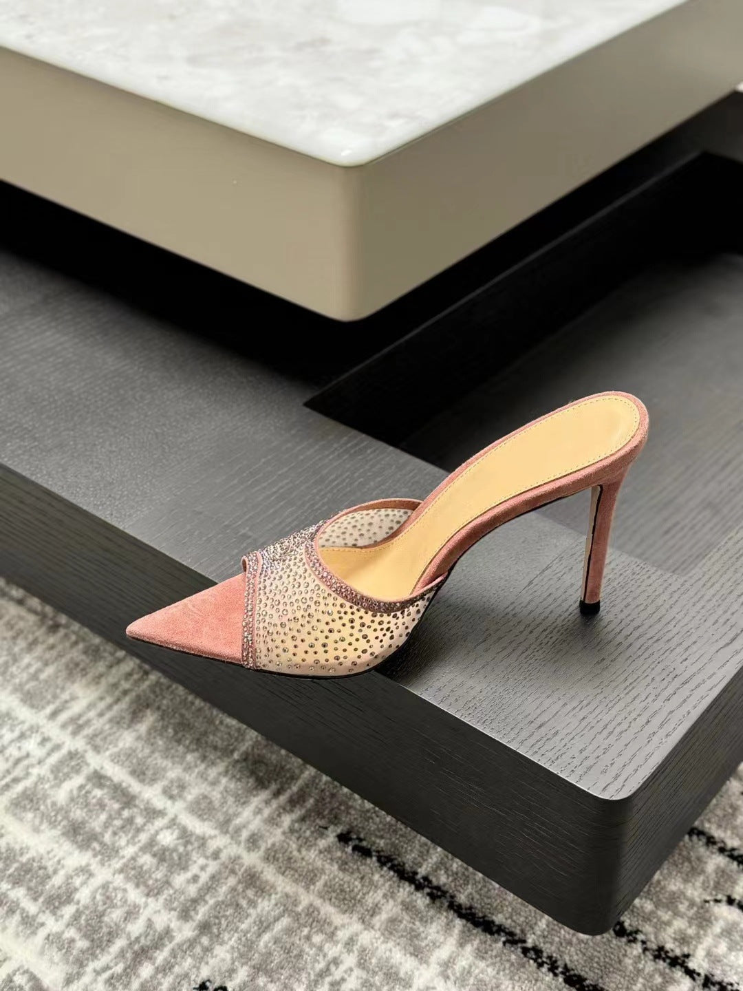 Dame Højhælede med Strass-applikationer Slide Sandaler Stilla