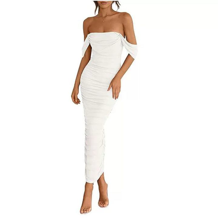 Dame Glamourøst Aftenkjole med Rynk og Off-Shoulder-Design Stilla