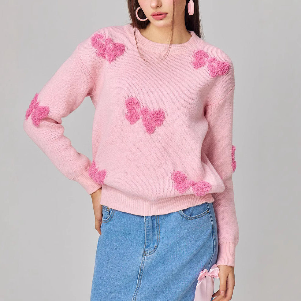 Kvindernes strikket sweater med legesyg hjerte-design og afslappet snit Stilla