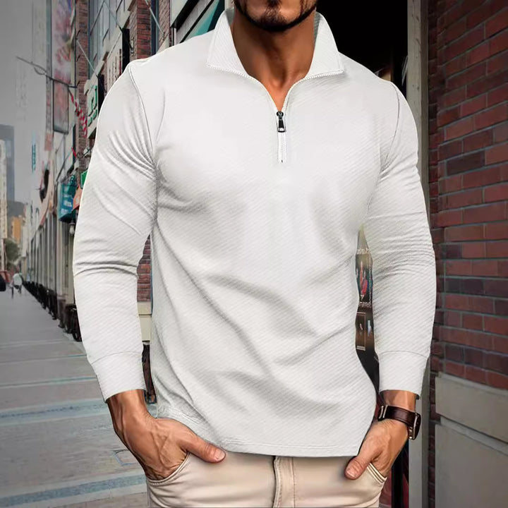 Herrer Sportiv Langærmet T-shirt med lynlås og afslappet pasform Stilla