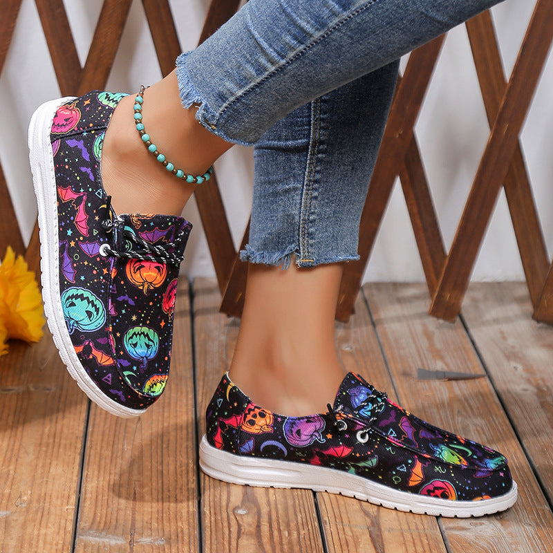 Dame Slip-On Sneakers med farverigt motiv og behageligt tekstil-overmateriale Stilla