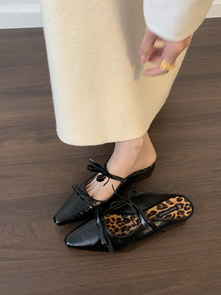 Dame spids-tå slip-on mules med dekorativt sløjfedetalje Stilla