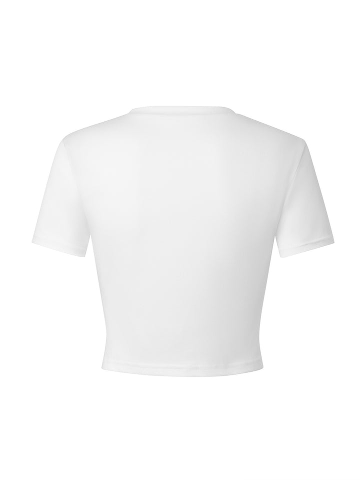 Dame figursyet Crop-T-shirt lavet af åndbart materiale Skovae