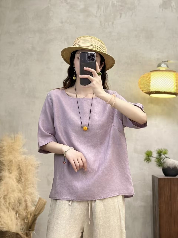 Femme Casual Afslappet Fit Linen Top Stilla