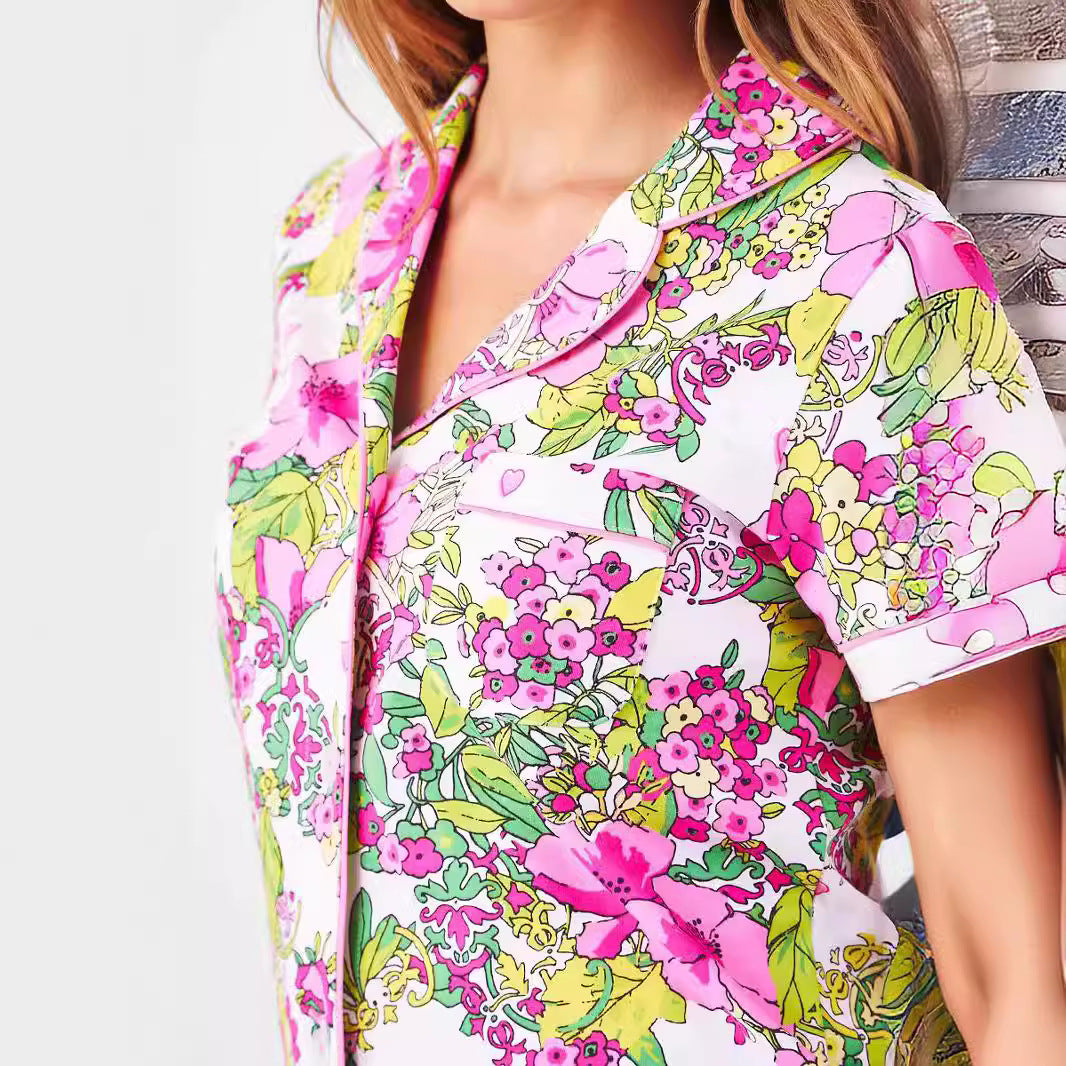 Femme Floral Print Loungewear Sæt Stilla