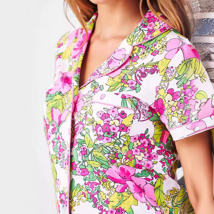 Femme Floral Print Loungewear Sæt Stilla