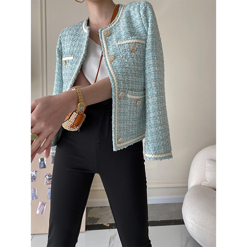 Damer Elegant Boucle Jakke med Dekorative Knapper Stilla