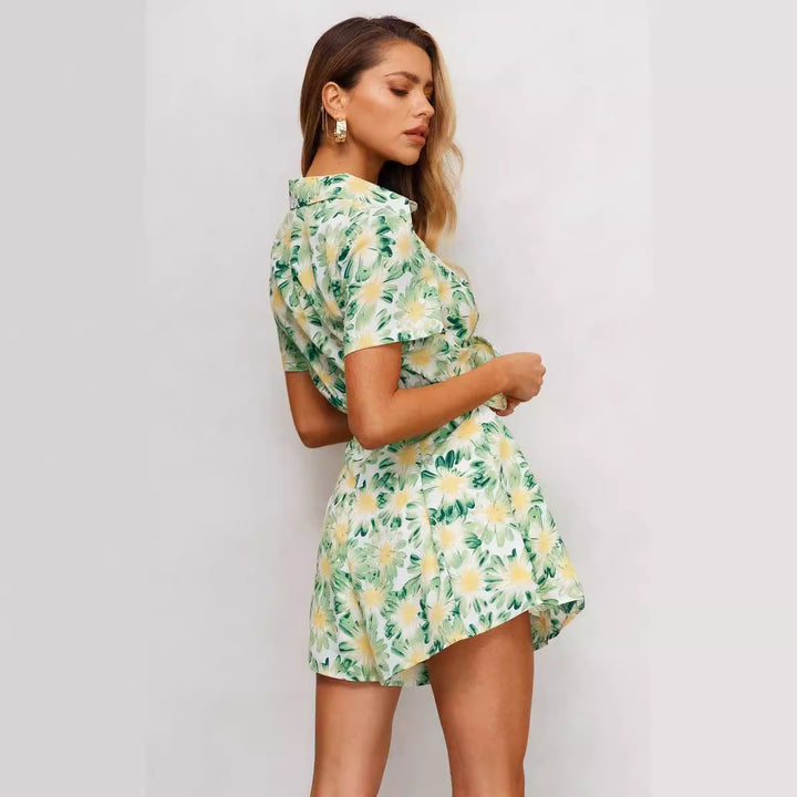 Femme Floral Print Cut-Out Overall Set Stilla