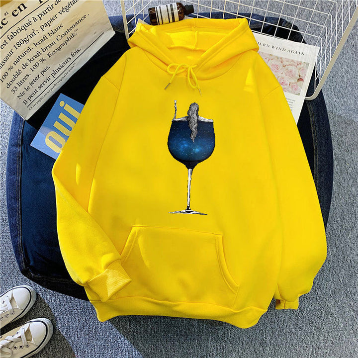 Kvinders hoodie med kreativ cocktail design Skovae