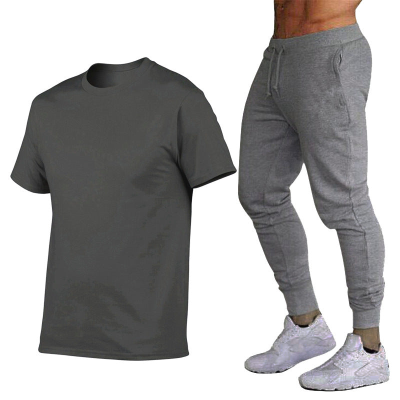 Herre sporty T-shirt og joggingbukser-sæt med funktionelt design Stilla
