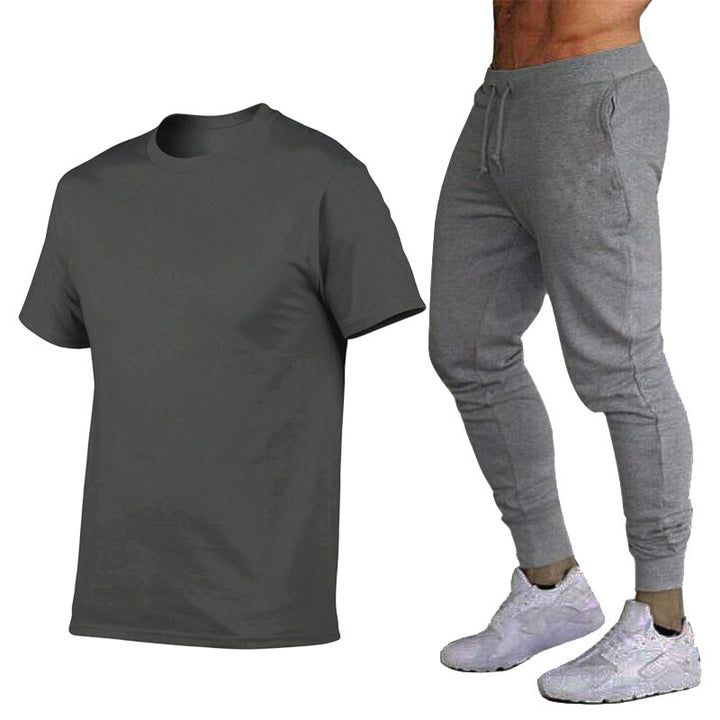Herre sporty T-shirt og joggingbukser-sæt med funktionelt design Stilla