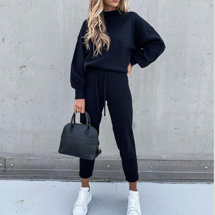 Dame Behagelig To-Delt Lounge-Sæt med Højhalset Top og Tights Stilla