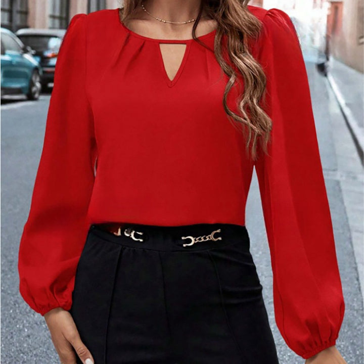 Dame Elegant bluse top med puffærmer Stilla
