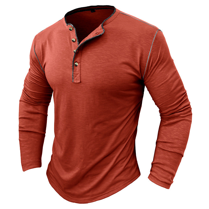 Herrer Langærmet Henley-shirts med moderne ståkrave og stilfulde knapdetaljer Stilla