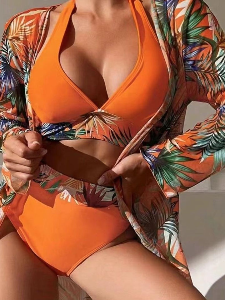 Dame bikini-sæt med blomster kimono Stilla