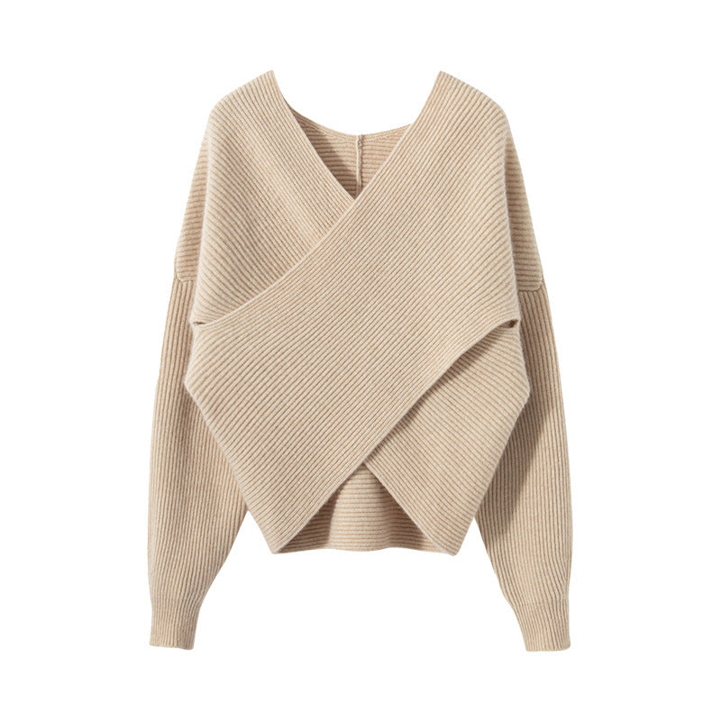 Kvinders omslagsweater med moderne tekstureret design Stilla