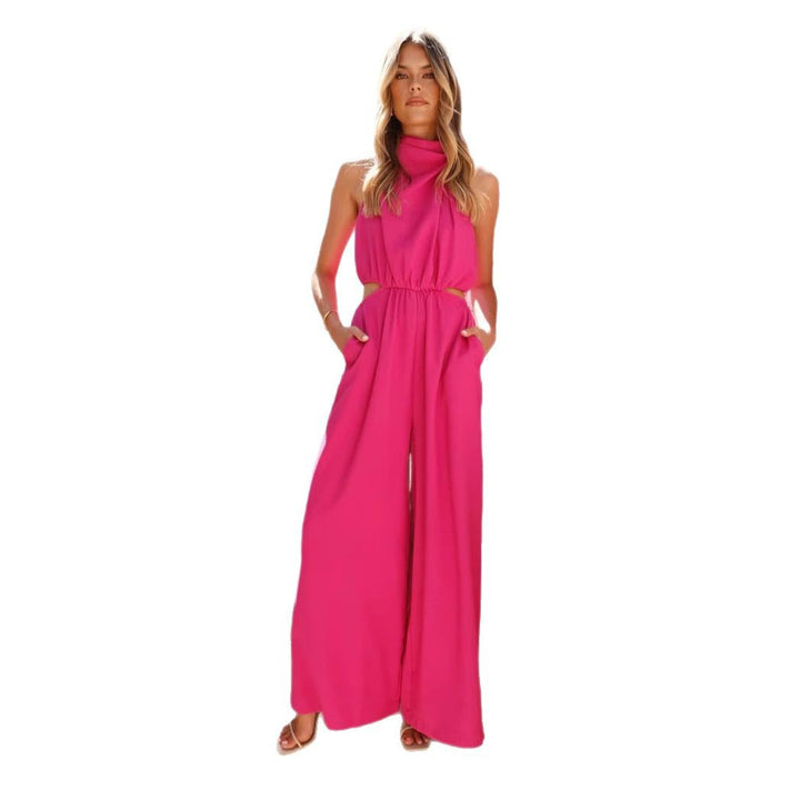 Kvinde jumpsuit med sidesnit og komfortabelt vidde ben design