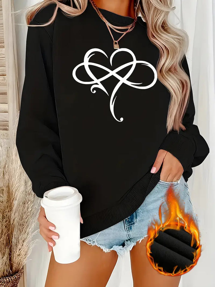 Kvinders sweatshirt med kreativt hjerte design og afslappet pasform Stilla