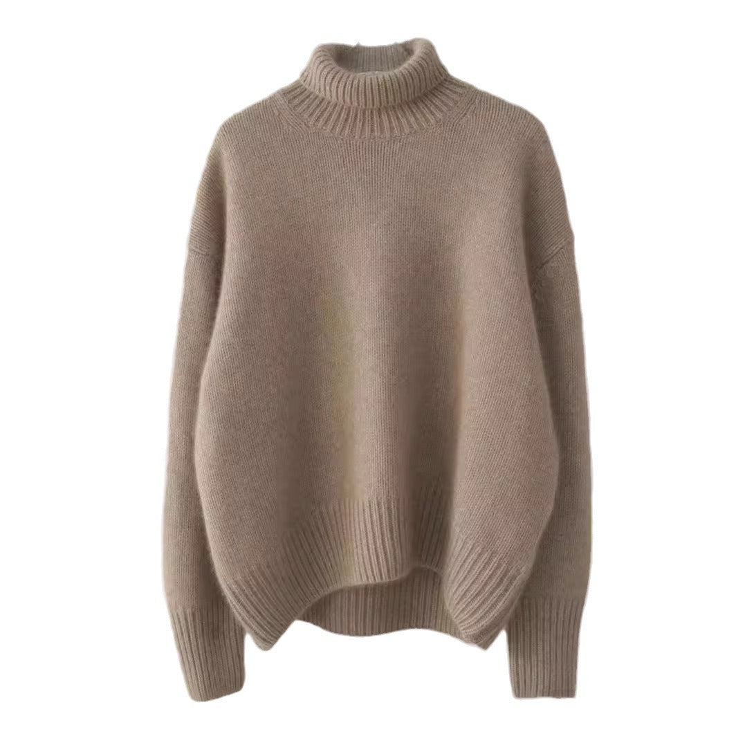 Femme Højhalset Tekstur Strikpullover Sweatshirt Stilla