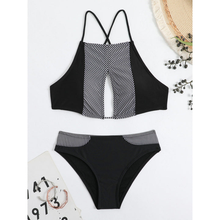 Dame Sport-Bikini med moderne stribedesign og justerbare stropper Skovae