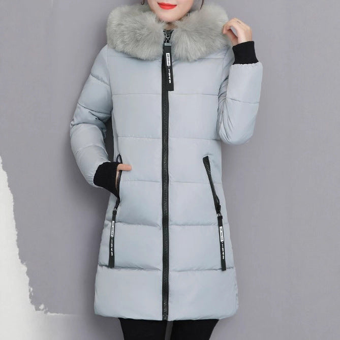 Kvinders lange ærmede quiltet jakke med aftagelig faux fur krave Stilla
