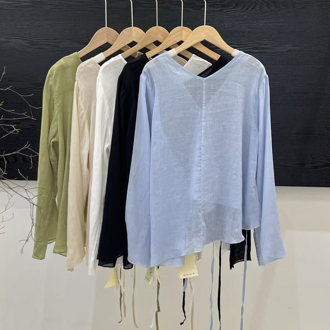 Femme Loose-Fit Laget V-Udskæring Bluse Stilla