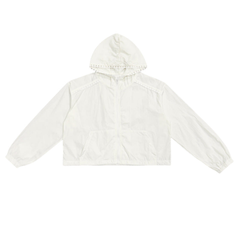 Damer mode cropped jakke med justerbar hættekrave Stilla