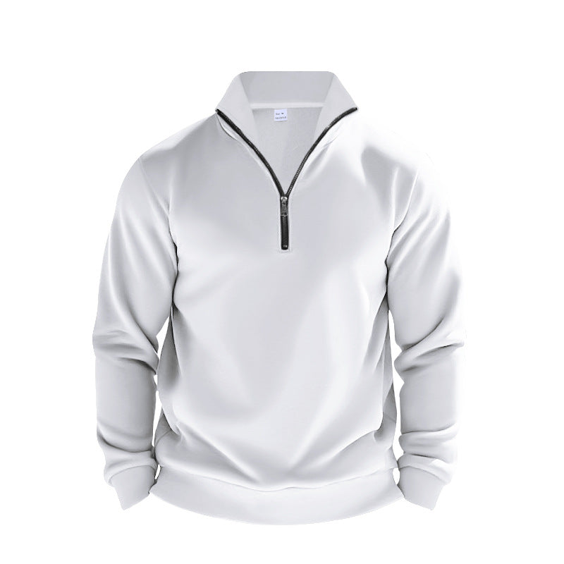 Herrer fleece-pullover med halvmolten lynlås og elastiske manchetter Stilla