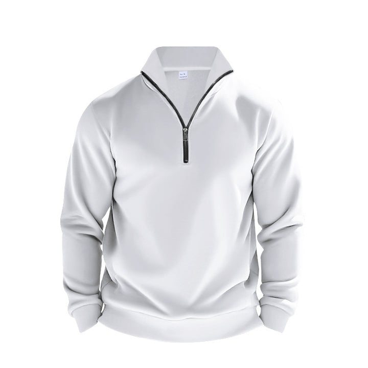Herrer fleece-pullover med halvmolten lynlås og elastiske manchetter Stilla