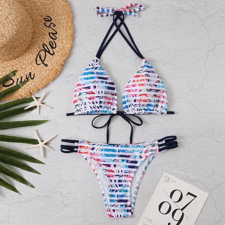 Dame Triangel-Bikini med raffinerede snøre detaljer og elastisk pasform Stilla