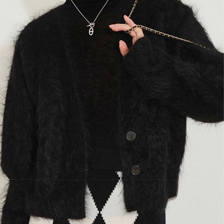 Femme Strukturstrik-Cardigan med elegant oversized-snit Stilla