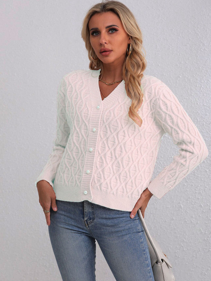 Femme Struktureret Strikcardigan med Dekorative Knapper Stilla
