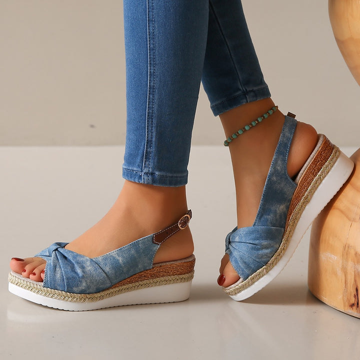 Dame Wedge-sandaler med elegant knude-design og skridsikker sål Stilla