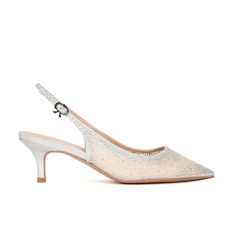 Dame elegant med rhinsten forfinede Slingback-hæle Stilla