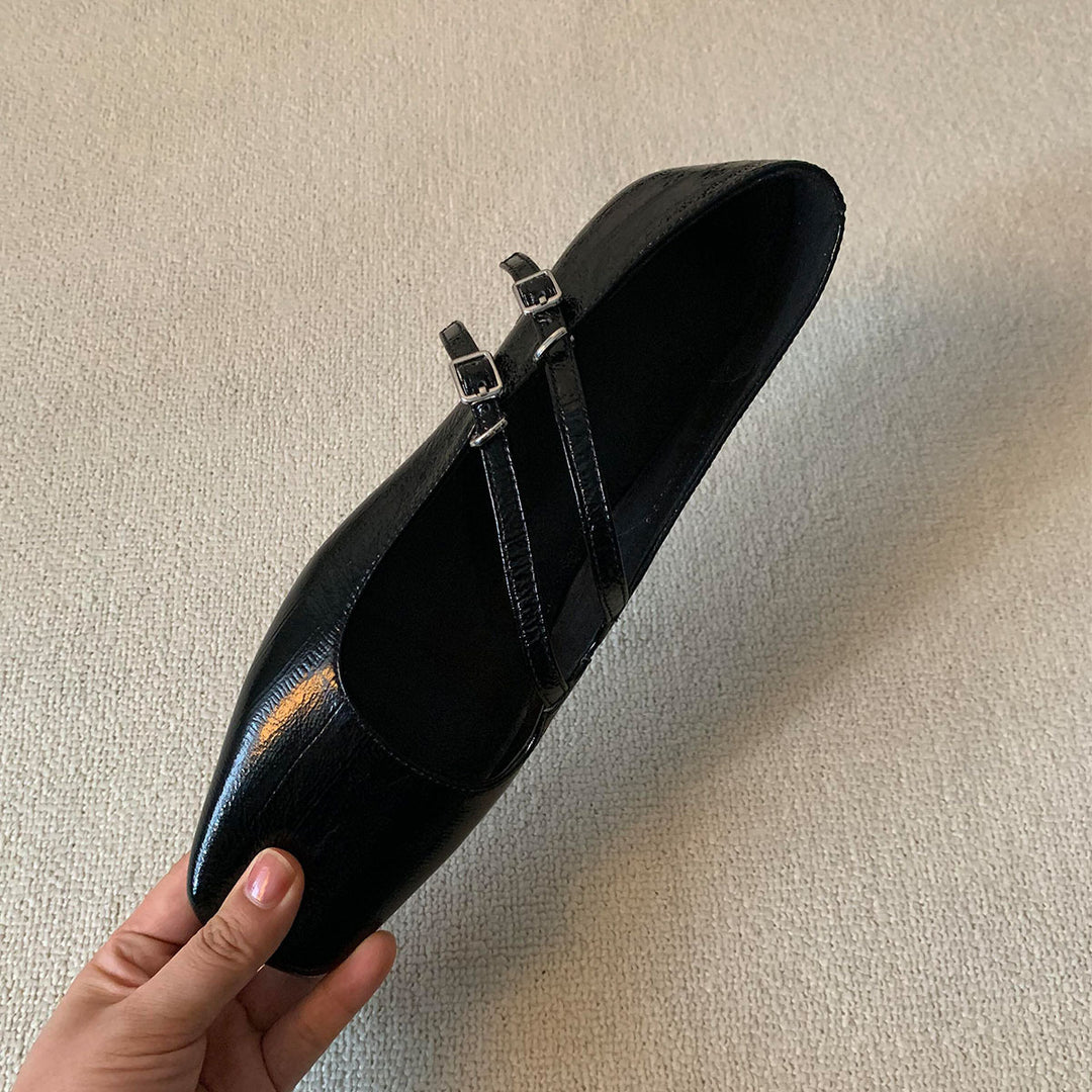 Dame elegante kvadrat-tå Mary Jane sko med dobbelt rem-design Stilla